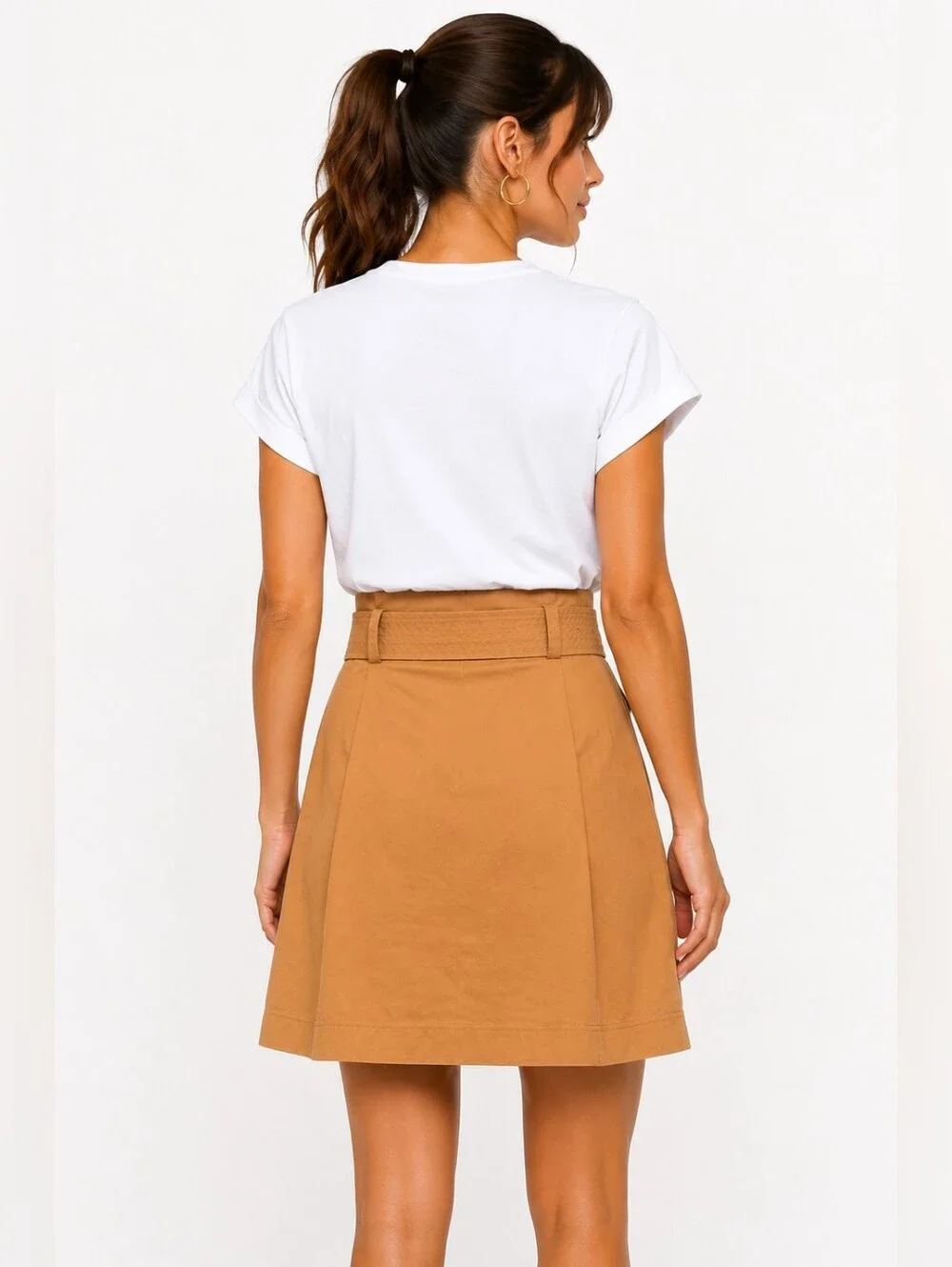 Veronica Beard Jeans Melany Dress White Camel Belted Utility NWT Size M